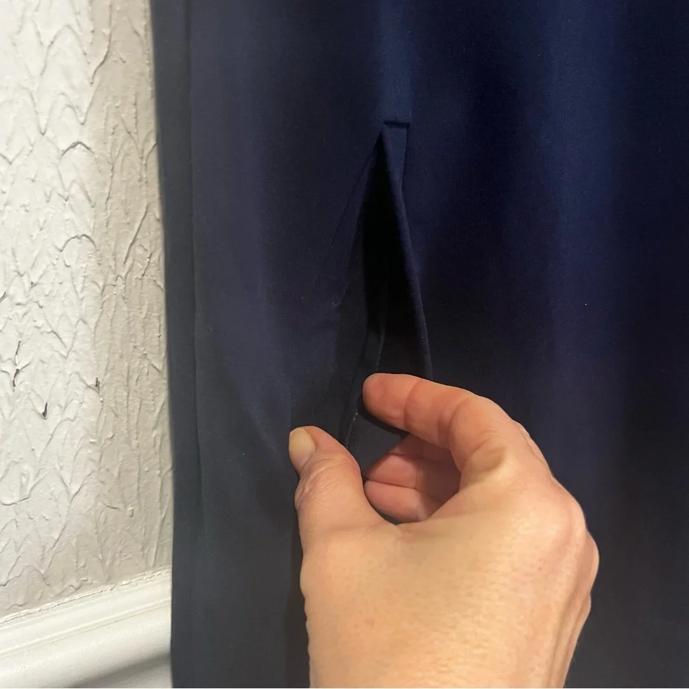 J. McLaughlin Leila NAVY Cap Sleeve Rollover Collar A line dress size X Small - Picture 7 of 12